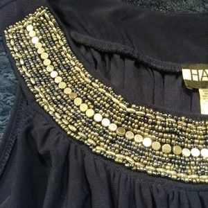 Haani Navy Blue Beaded Sleeveless Dress